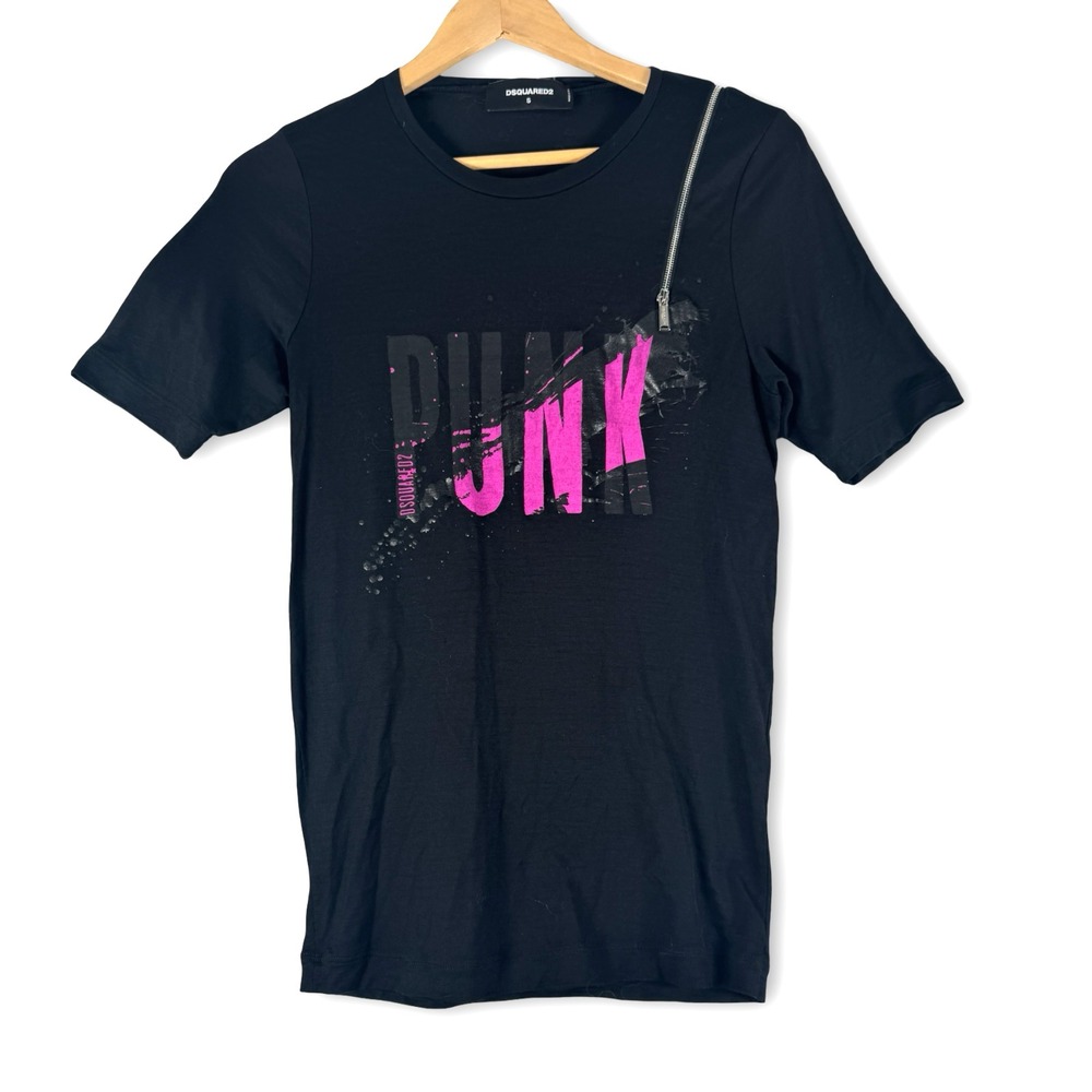 Dsquared 2 Womens Italy Zipper Detail Punk Tshirt Shirt Sz S